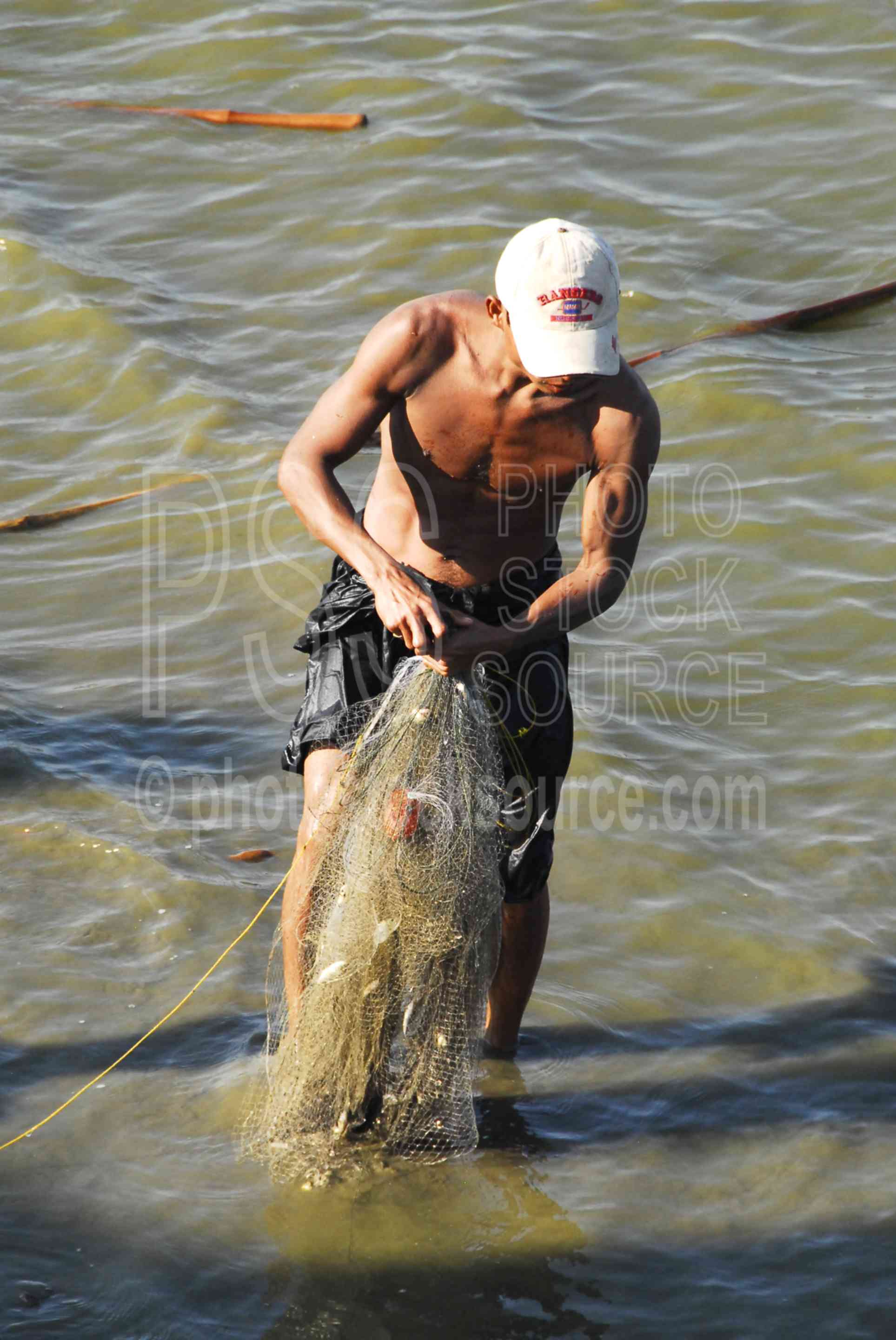 U Bein Bridge Fishermen,myanmar,boat,lake,taungthaman,bridge,teak,u pain,u bain,people,men,fishermen,net,nets