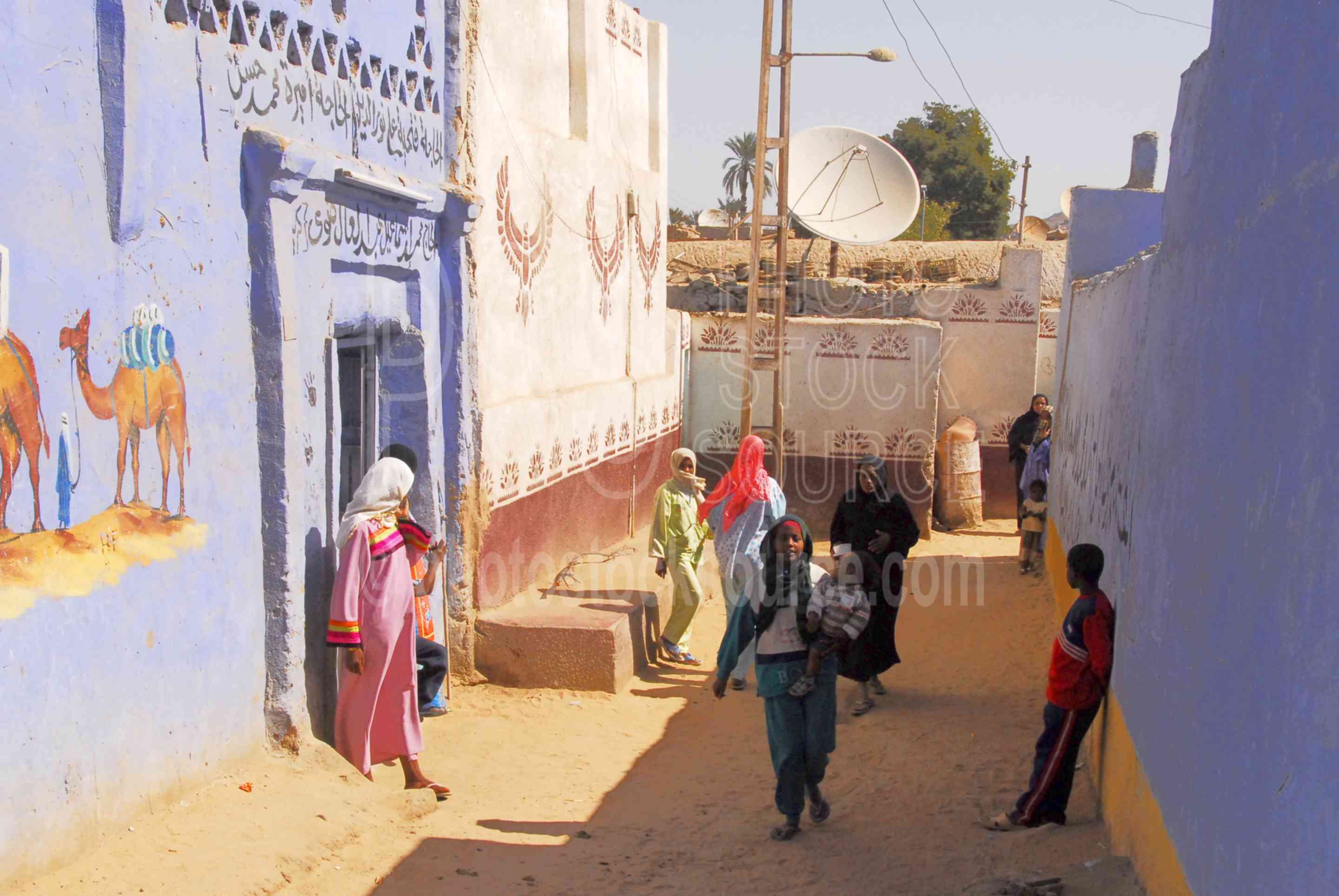 Nubian Village Street,nubian,city,village,house,houses,wall,colorful,street,cities,villages