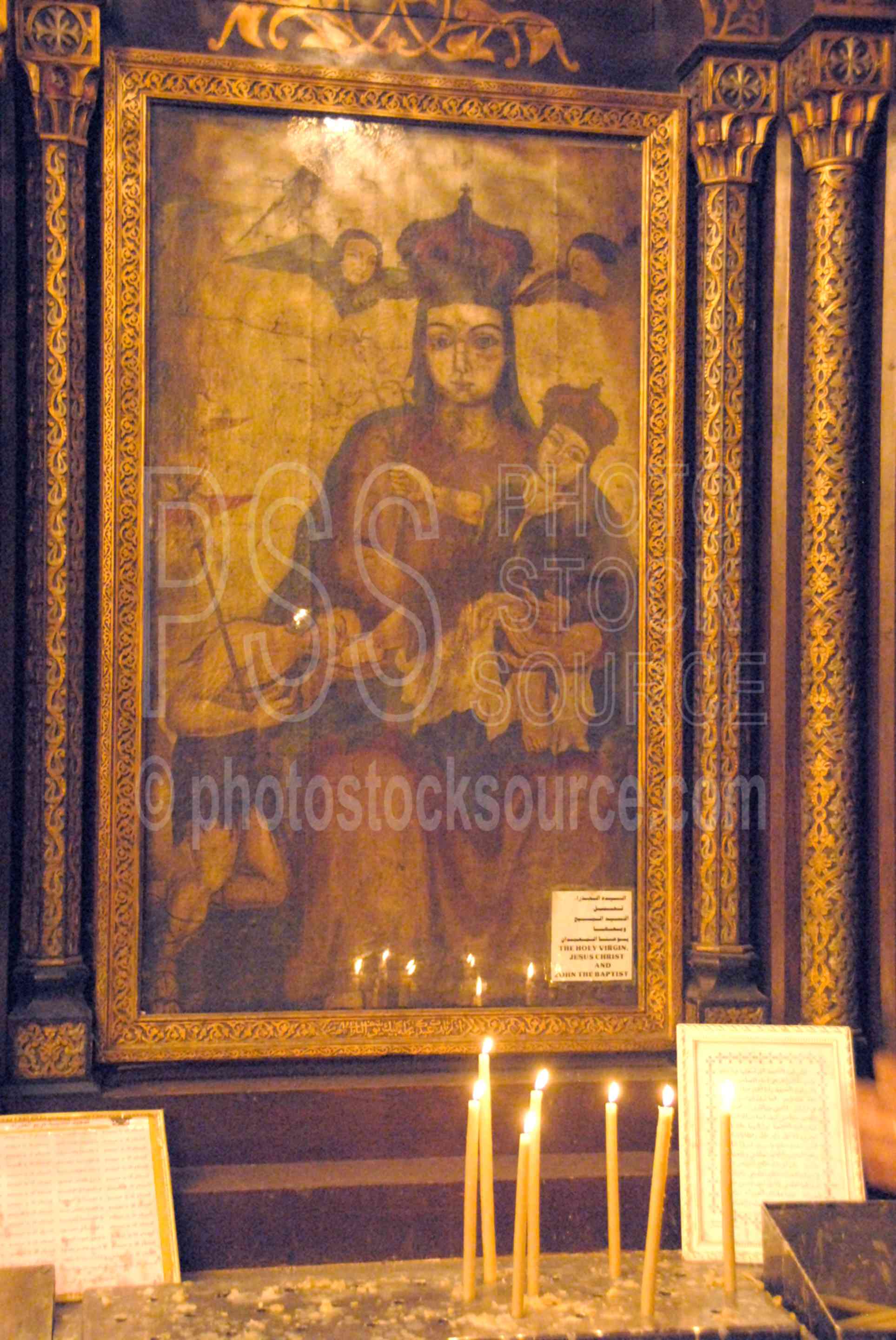 Icon of the Virgin Mary,hanging church,virgin mary,suspended,al-muallaqa,coptic,christian,icon,painting,candles,architecture,churches,religion