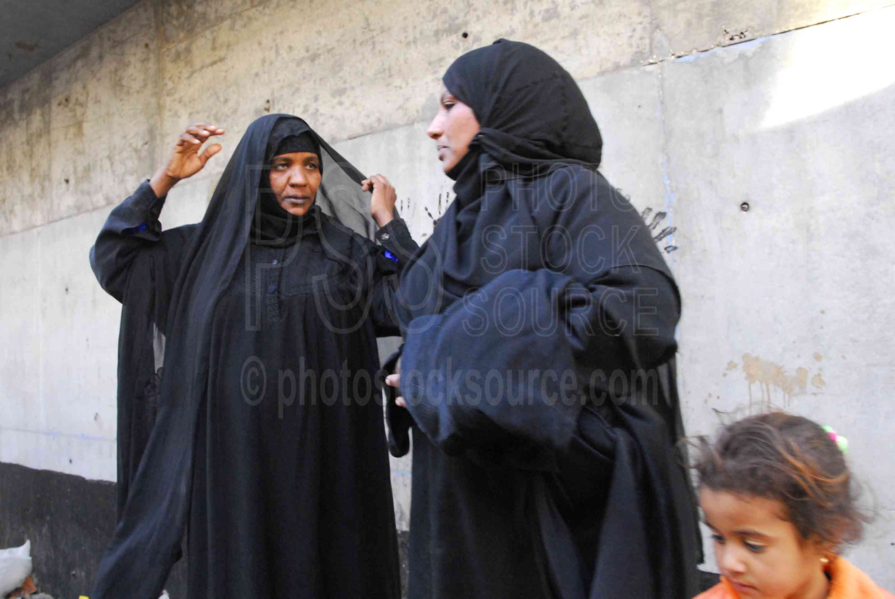 Women Visiting,market,woman,man,child,burqa,hajib