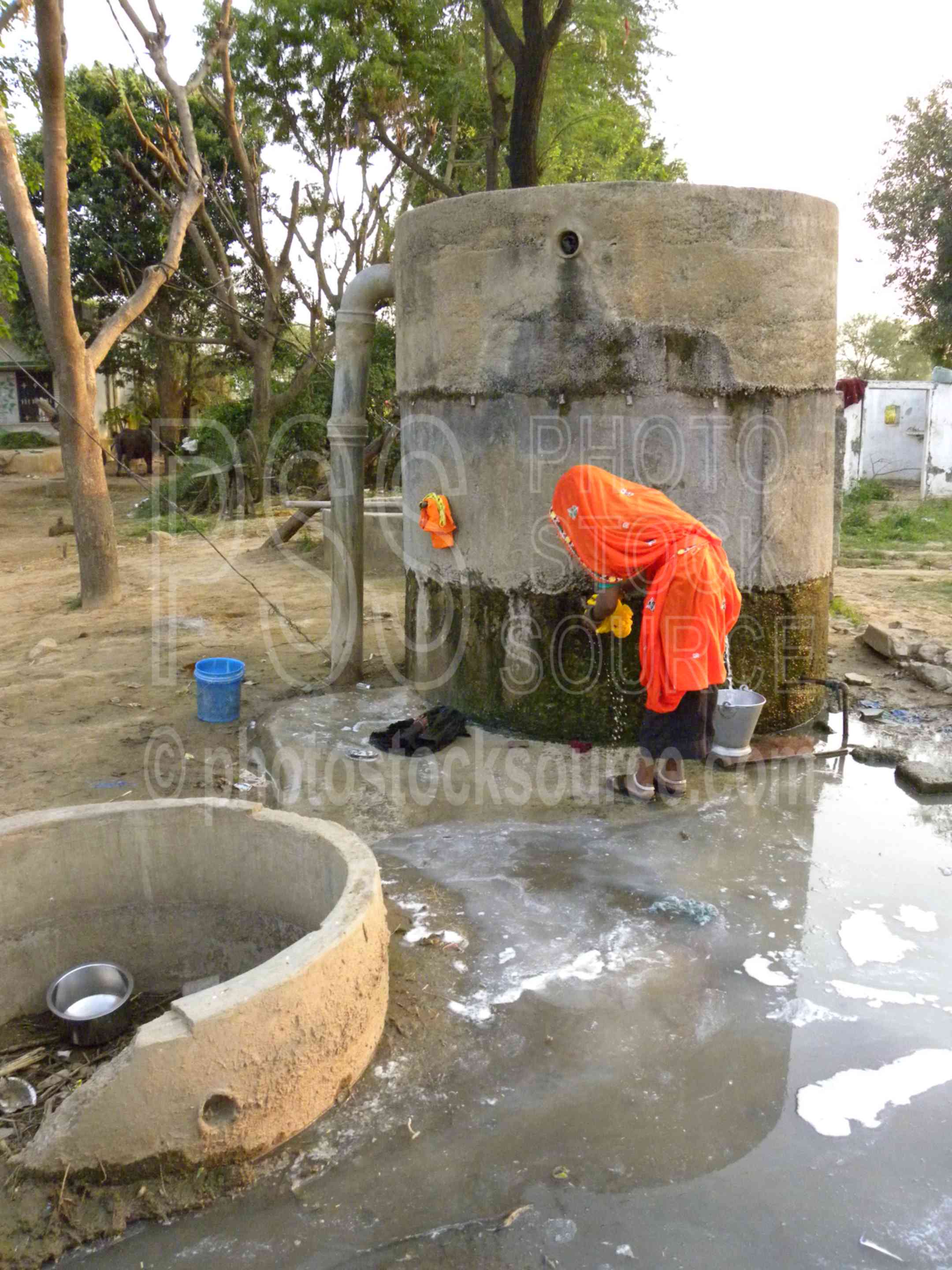 Woman Getting Water,woman,water,well