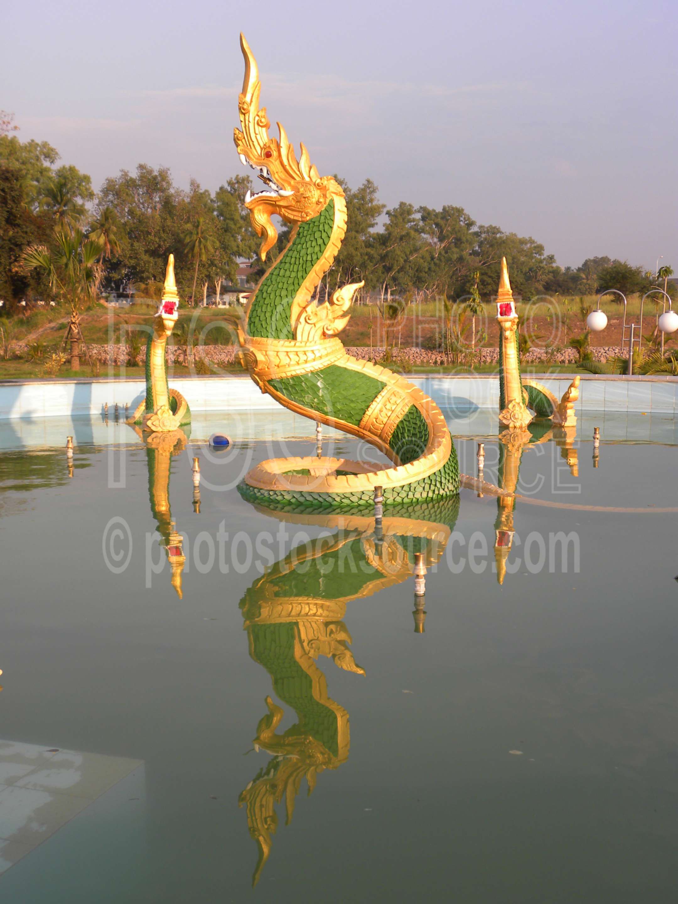 Naga Fountain,monument,statue,fountain,water,naga,serpents,afternoon,park
