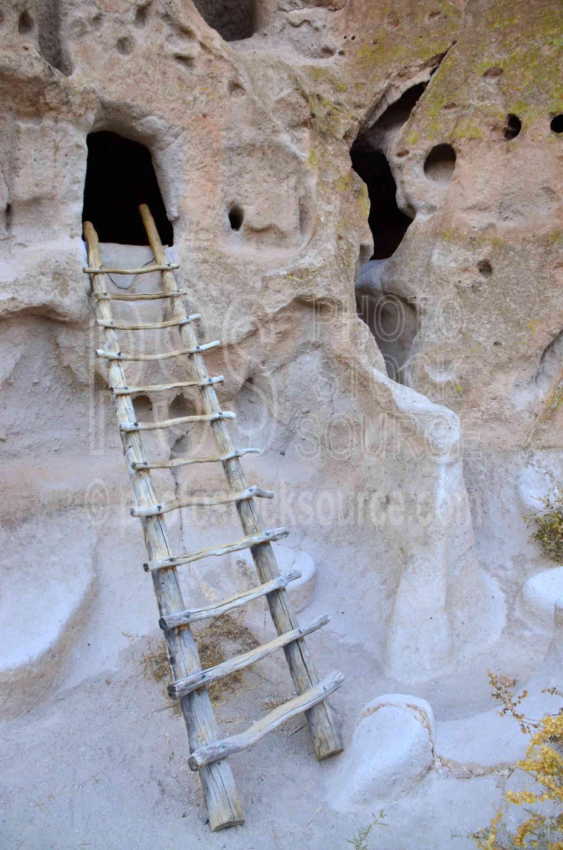Long House Ladder and Caves,ladder,cave,niche,native american,american indian,ruin,house,archeology,stone,building,dwelling,cliff,bandelier,national monument