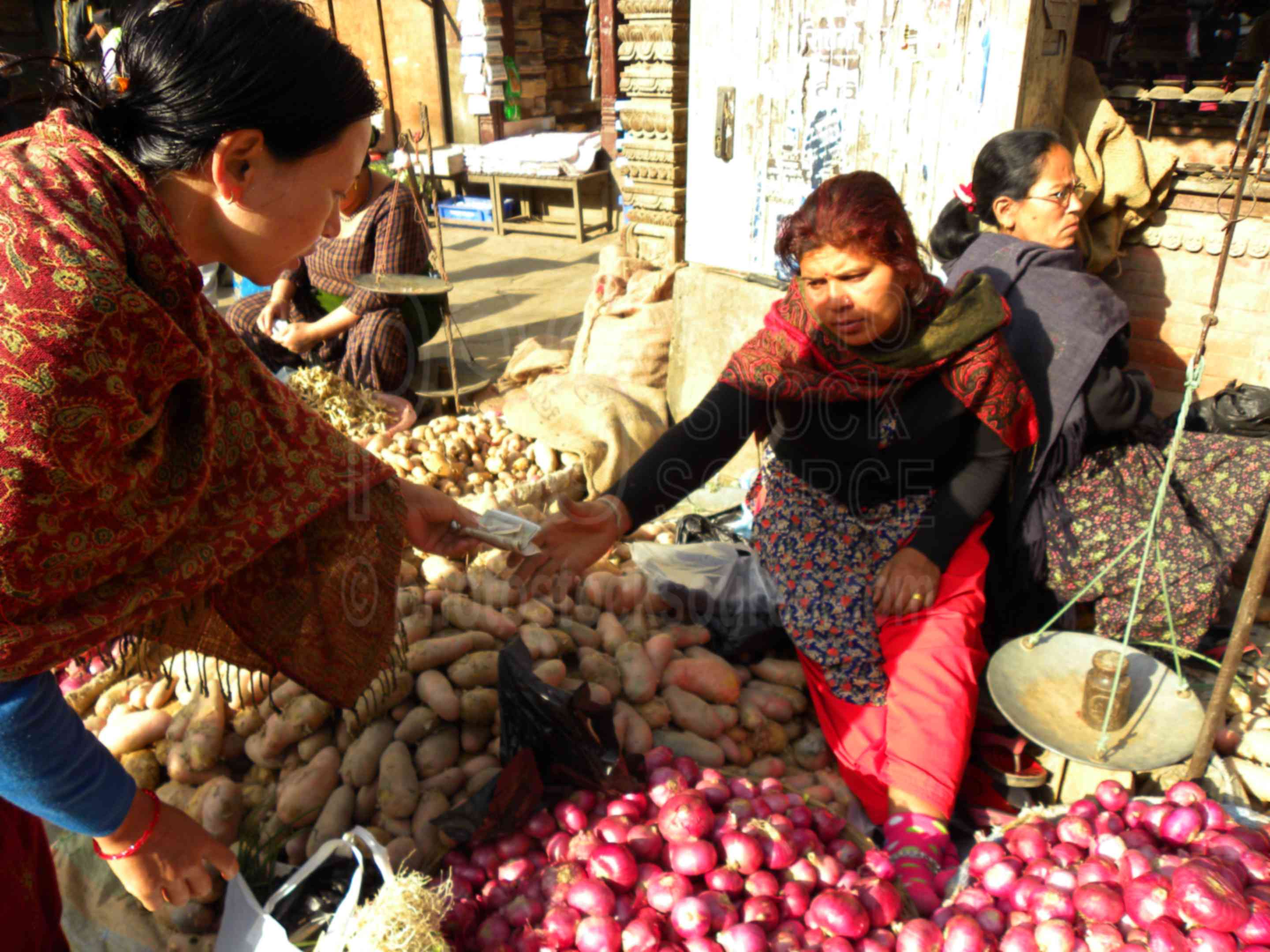 Woman Buying Onions,market,vendor,woman,buying,onions,potatos,baazar,markets